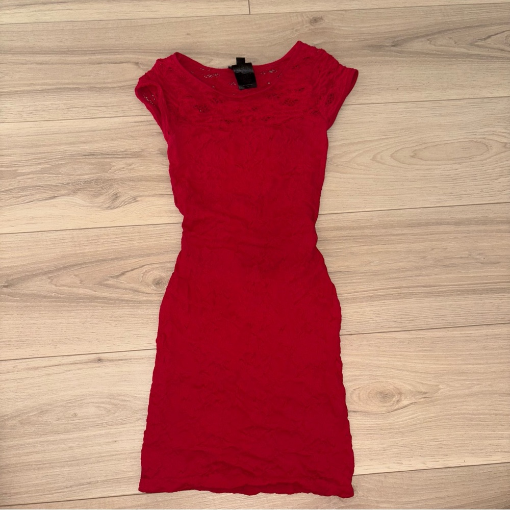 Y2K Bebe Red Stretchy Bodycon Mini Dress
